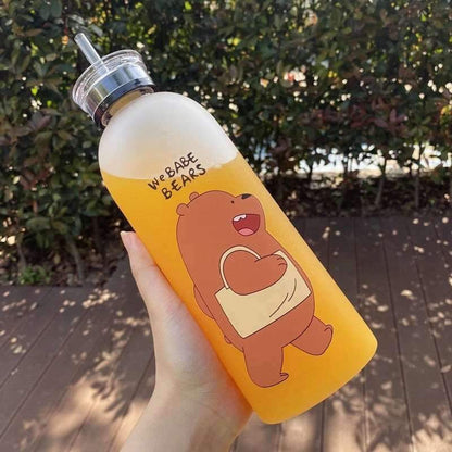 Cute Bear Straw Water Bottle -D1