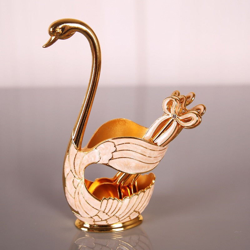 Luxury Swan Spoon Set Big Size White