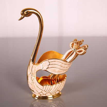 Luxury Swan Spoon Set Big Size White