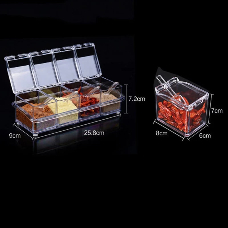 4 Flavors Transparent Spice Jar