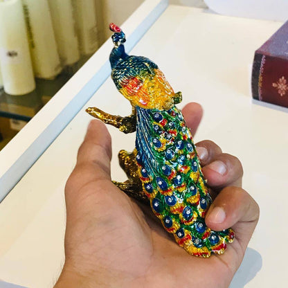 Metal Pecock Figurines For jewelry Storage