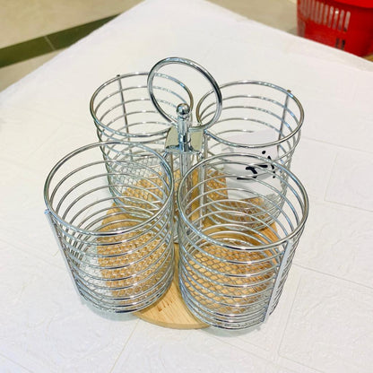 Stainless Steel Woodbase Spoon Holder