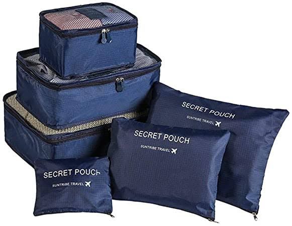 6 Pcs  Waterproof Travel Storage Bag (Navy Blue)
