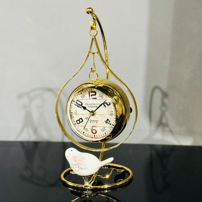 Hanging Clock with Sparrow