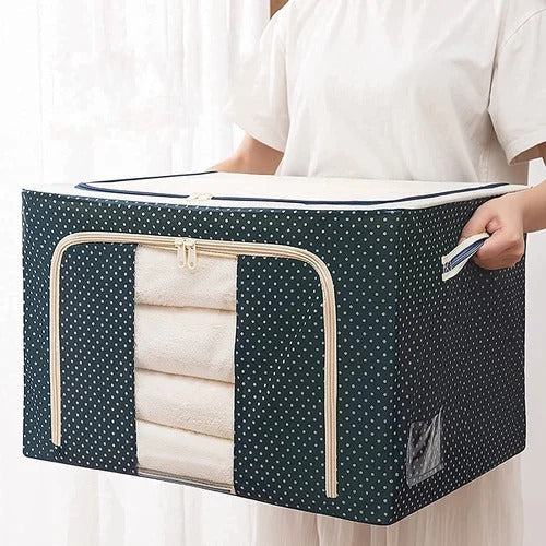 Foldable Clothes Storage Box (66L)-Blue
