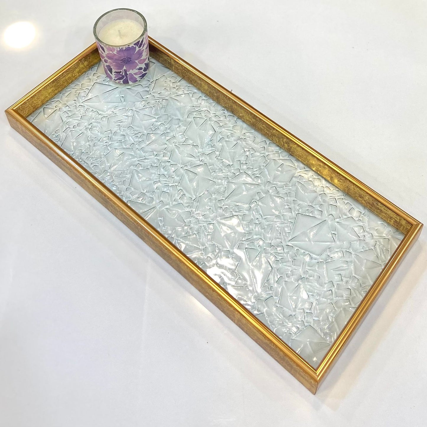 Versatile Golden Border Glass Tray-D1