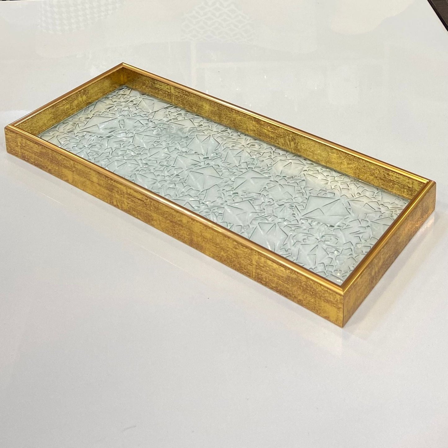 Versatile Golden Border Glass Tray-D1