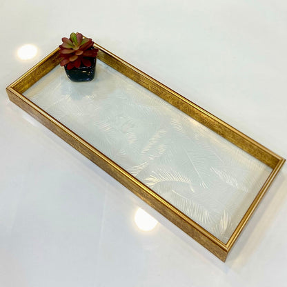 Versatile Golden Border Glass Tray-D2