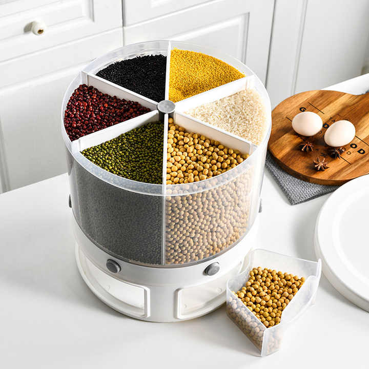 6 Grid Grain Storage Round White