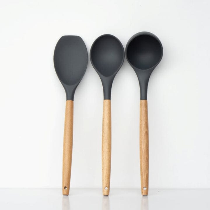 12 PCS Silicone Kitchenware Utensils Set (Dark Grey)