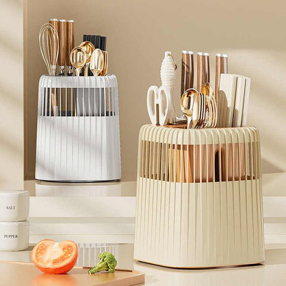 360 Rotating Knife and Kitchen Utensil Holder-White