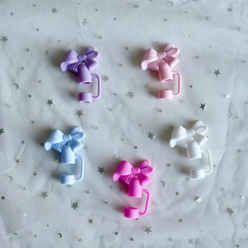 Silicone Straw Cover Cap (Bow Design)