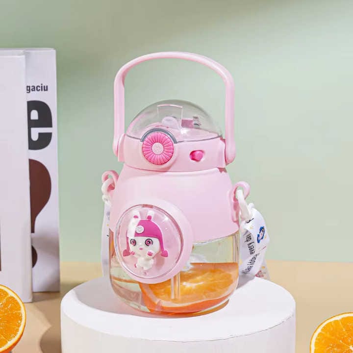 Leak proof Cartoon Water Bottle with Straw