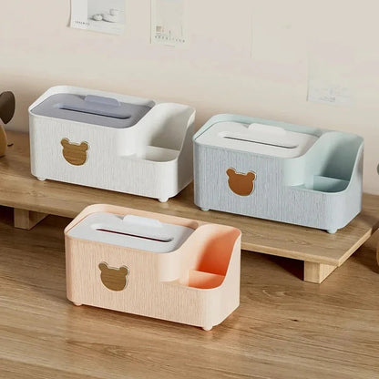 Bear Design Desktop Tissue Storage Box-Pink