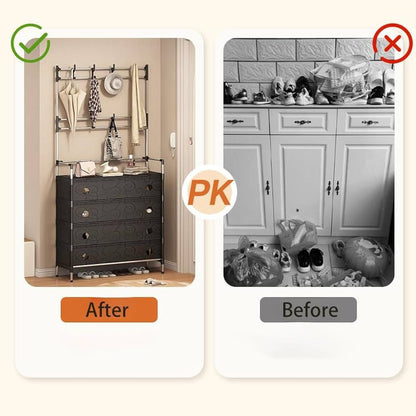 Multifunctional Coat And Shoes Rack-6 Layer (Black)