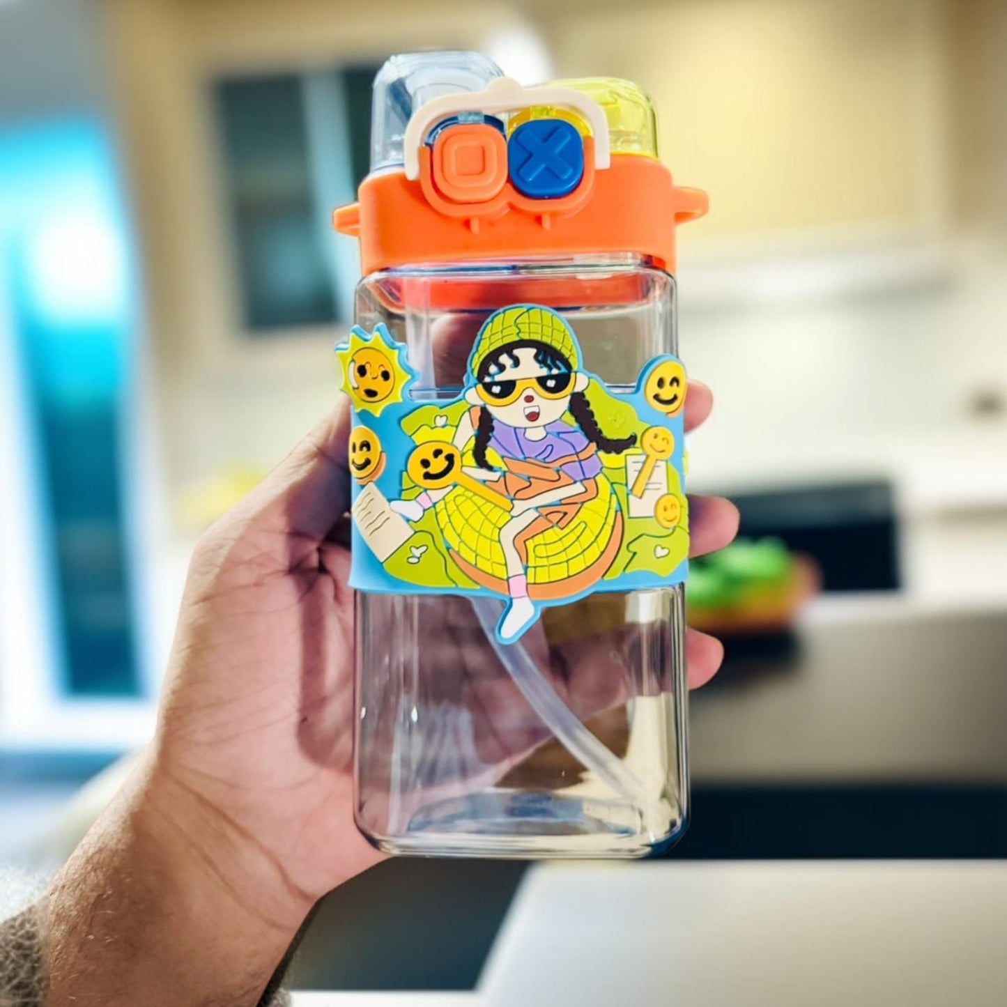 Happy Kids Dual Opening Bottle -Purple Transparent Bottle