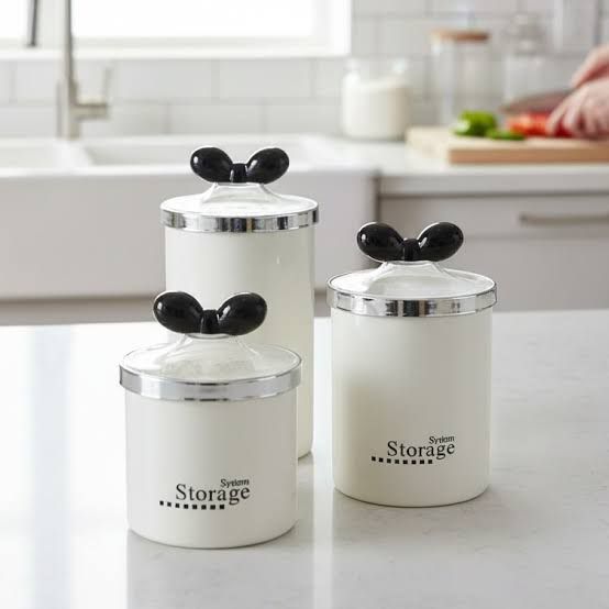 3 Pc Airtight Jar Set -White(Bow Design)