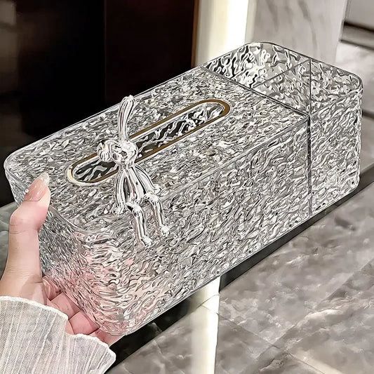 Acrylic Tissue Box with Remote Holder
