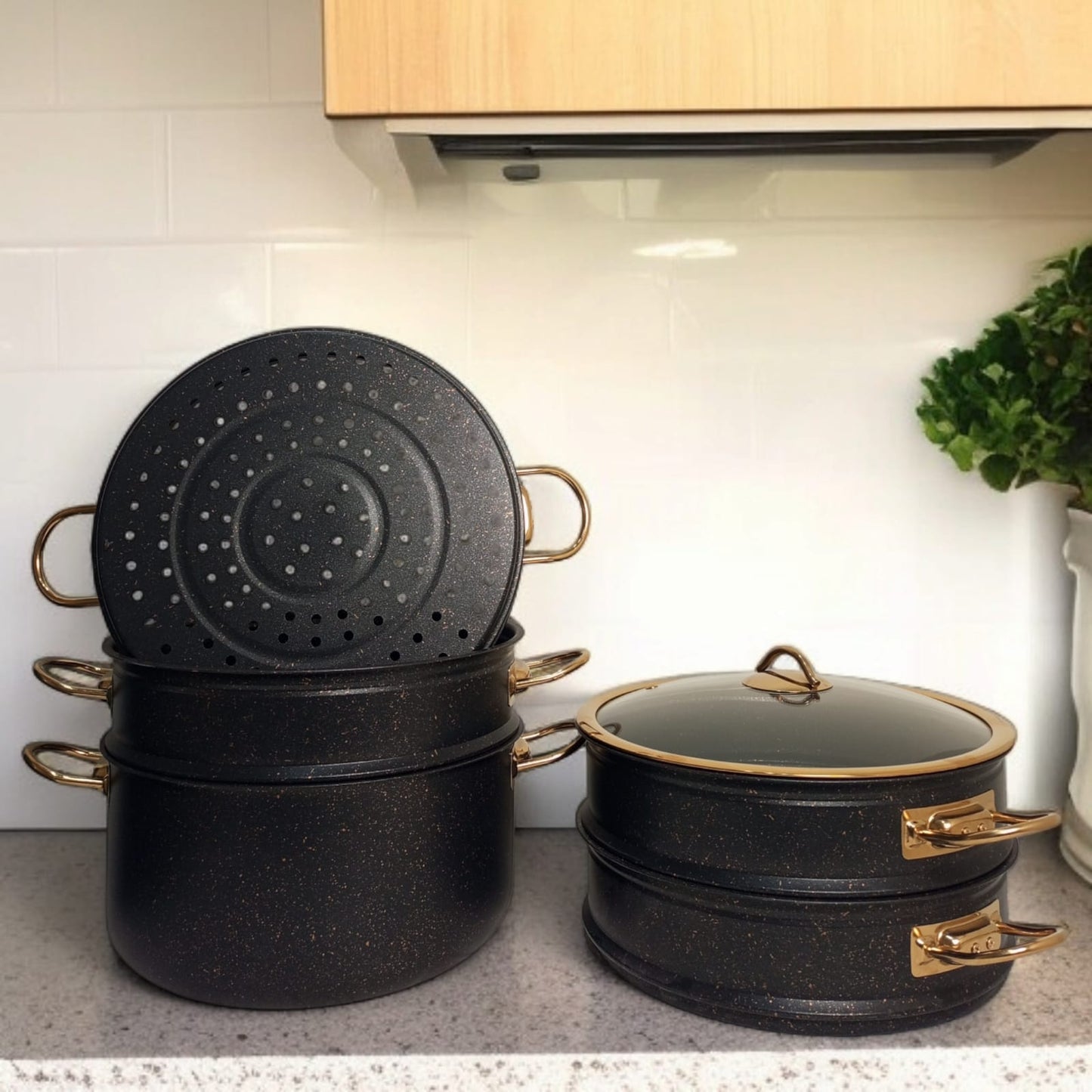 5 Layer Marble Coating Steamer Pot 32cm
