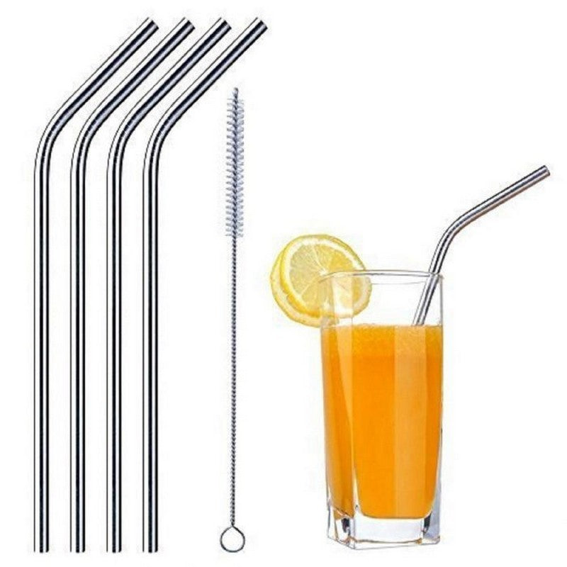 6 Pc Stainless Steel Straw (Silver)