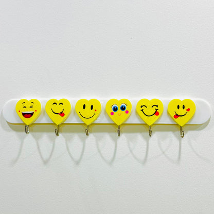 6 Pcs Heart Shape Smiley Hooks
