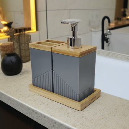 2 Pcs Wooden Lid Bath Accessories Set