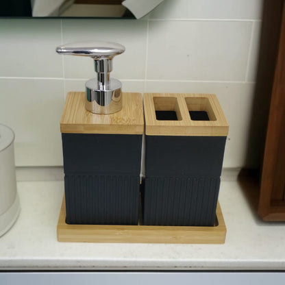 2 Pcs Wooden Lid Bath Accessories Set