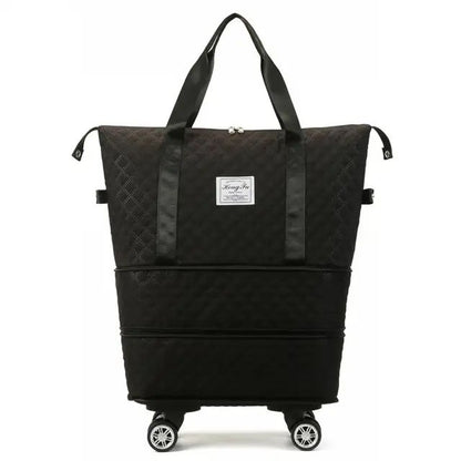 Expandable Duffel Bag with Rolling Wheels-Black