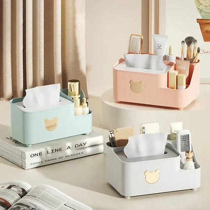 Bear Design Desktop Tissue Storage Box-Ferozi