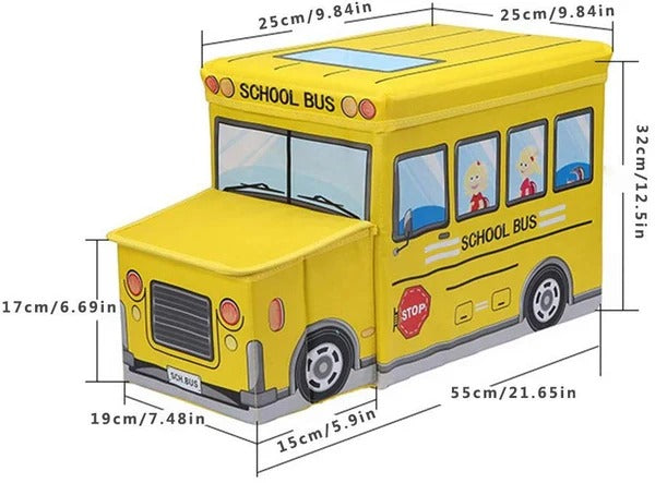 School Bus Design Storage Box-Blue