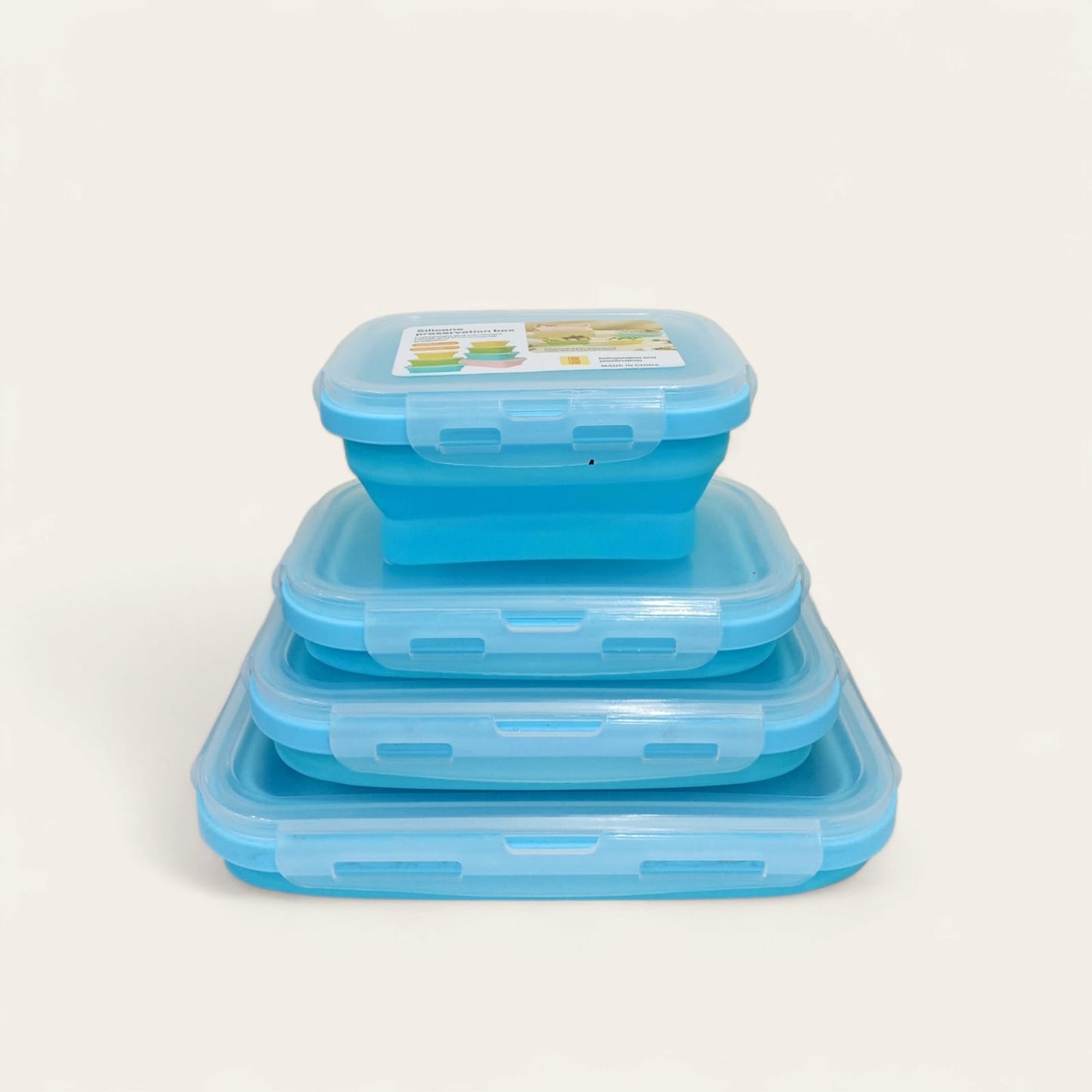 4 Pcs Silicone Foldable Food Container Square