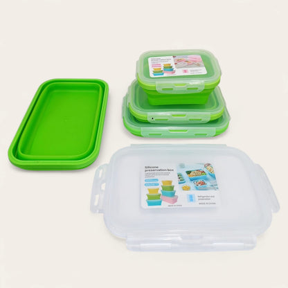 4 Pcs Silicone Foldable Food Container Square