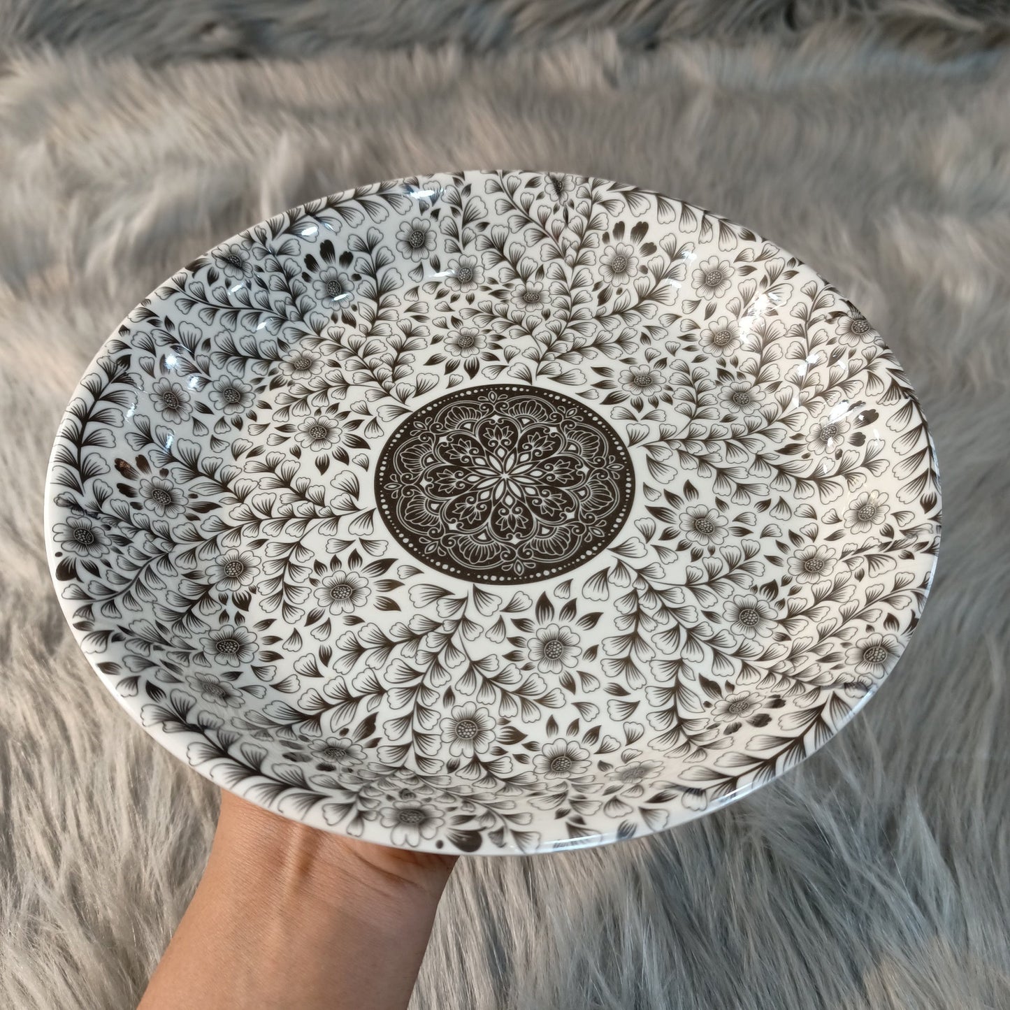 Melamine Curry Plate (White Flowers)
