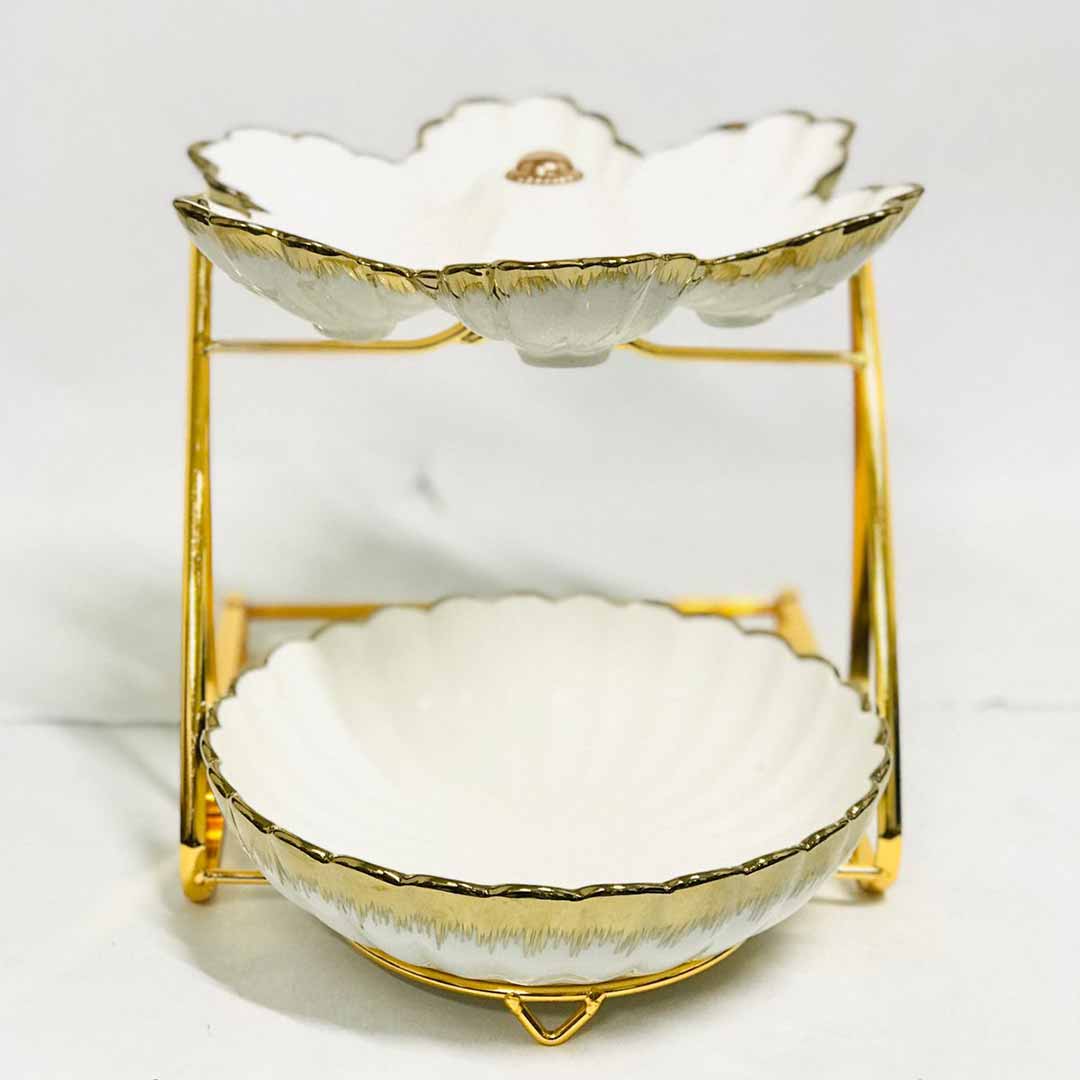 2 Layers Ceramic Fruit Bowl