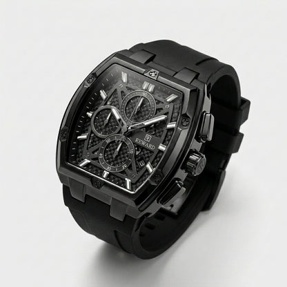 REWARD Black Alligator | Carbon Fiber Chronograph Watch