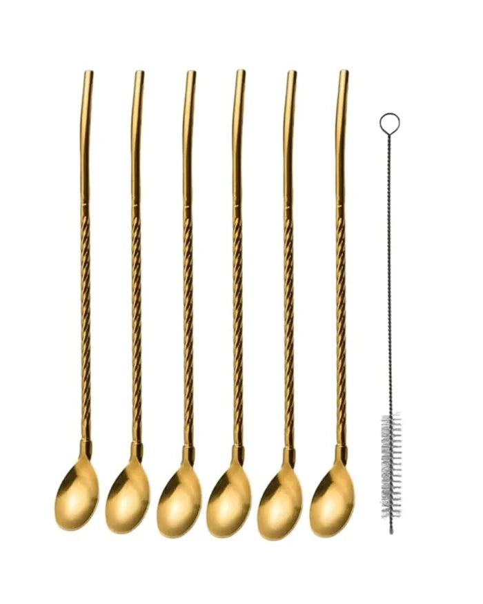 Golden Spoon & Straw Set