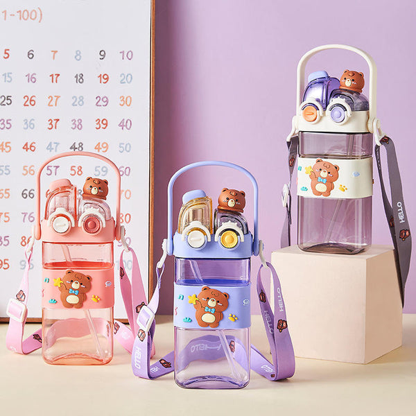 Adorable Cartoon Kids' Water Bottle-Purple