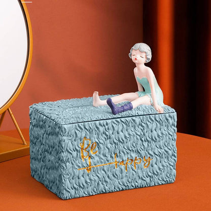 European Resin Creative Girl Tissue Boxes