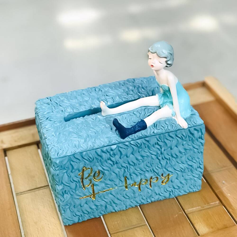 European Resin Creative Girl Tissue Boxes