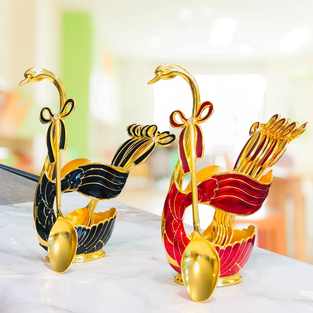 Luxury Swan Spoon Set Big Size Black